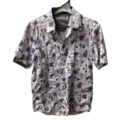  John Lennon by English Laundry Mens  Size L Short Sleeve Shirt Pattern k