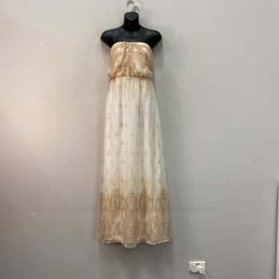 Cooper St Womens  Size 12 Midi Dress Beige / Golden / Off White 