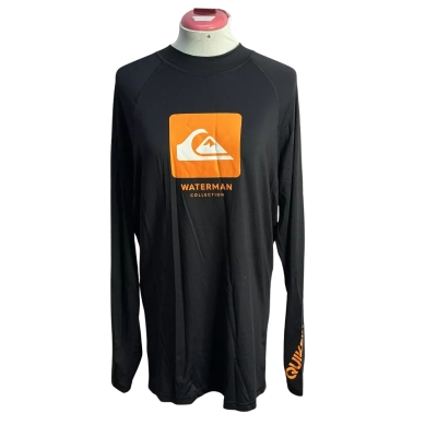 Quicksilver Mens  Size XXXL Long Sleeve swim Top Black  / Orange 
