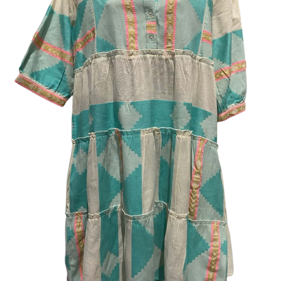  JOOP & GYPSY Women's Size 8 Casual Dress / Shift Dress in Blues and Cream - Natural fabric