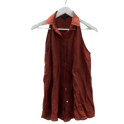 Massimo Dutti Women's Size 8 Sleeveless Button Up Top Brown 