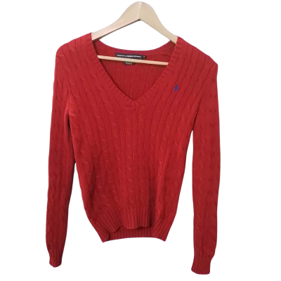 Ralph Lauren Mens Size XS Red V-Neck Jumper  