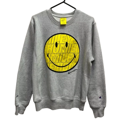 CHAMPION X HOMIE C SMILEY Men’s  Size S “Start With A Smile” Crew Neck Jumper / Jumper Grey / Yellow  RRP: $110