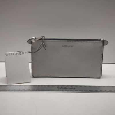 NWT Witchery Emelda Silver Metallic Textured Faux Leather Coin Purse Zip Wallet