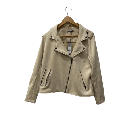Katies Long Sleeve Suedette Size 14 Biker Jacket Nude 
