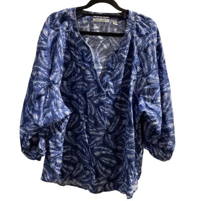 Trenery Womens  Size XXL 3/4 Sleeve Top Blue / White 