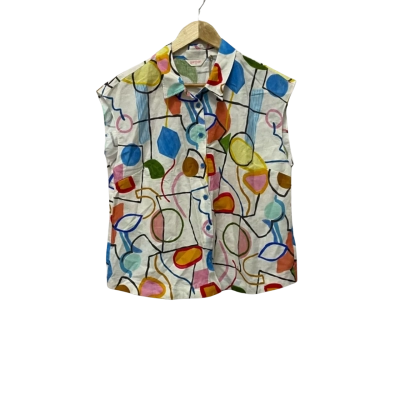 Gorman Womens  Size 12 Button Up Top / Sleeveless Top Multicoloured / White 