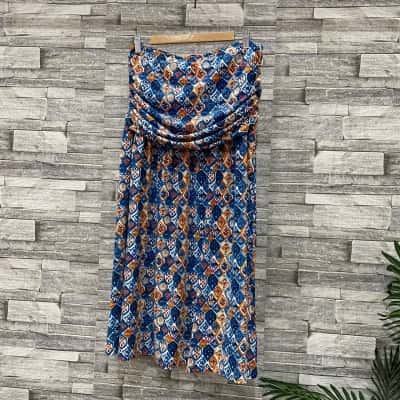 Capture Womens  Size 12 Maxi Skirt Blue / Burnt Orange 