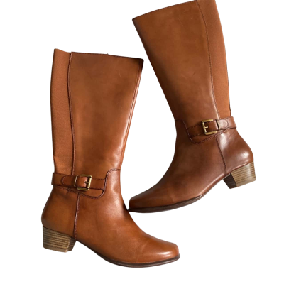 Wide Steps Womens Leather  Size 10W Boots Brown 