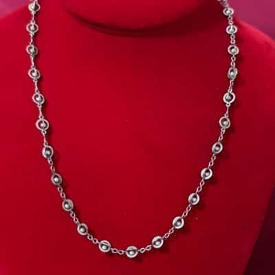  Women's Silver Tone Vintage Station Link Necklace 