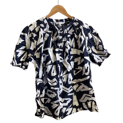 Black Pepper Womens  Size 16 Button Up Top Navy Blue / White 
