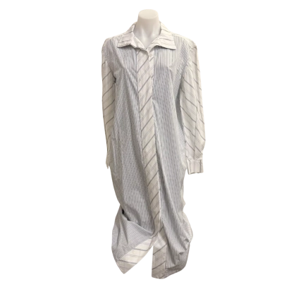 Ganni Womens  Size 12 Long Sleeve Dress Blue / White 