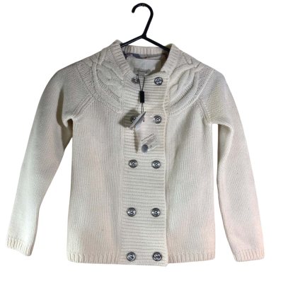 Kids  Burberry double-breasted cable-knit cardigan in a cream or off-white color 10 year/140 cm