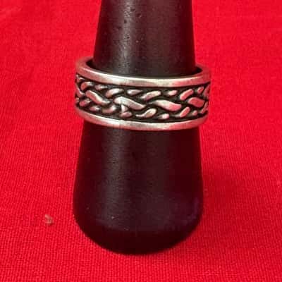   Women's/Men Braided Pattern Silver Tone Ring