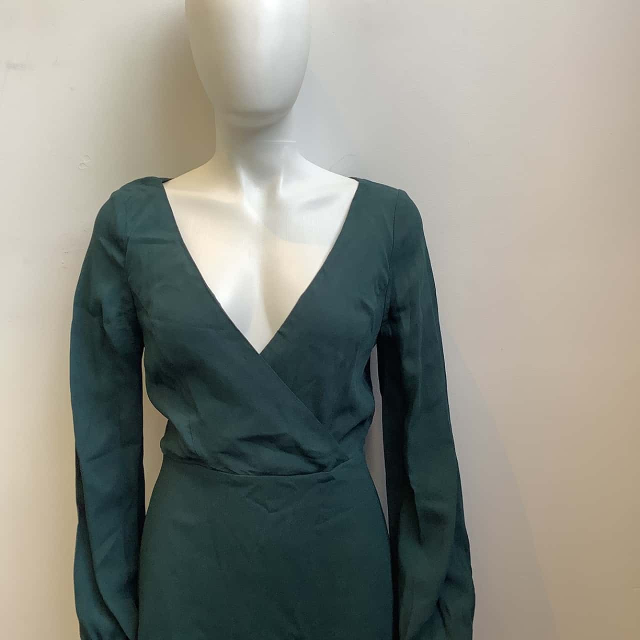 Kookai Womens Size 38 Long Sleeve Mini Dress Forest Green(s)