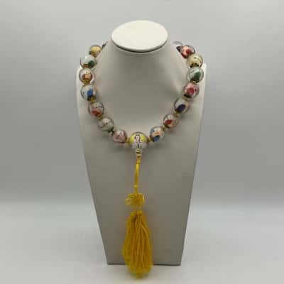 Vintage Reverse Painted Chinese Glass Prayer Beads 