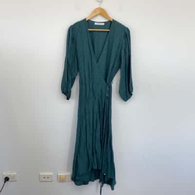 Atmos&Here Green Long Sleeve Wrap Maxi Dress  Size 18 