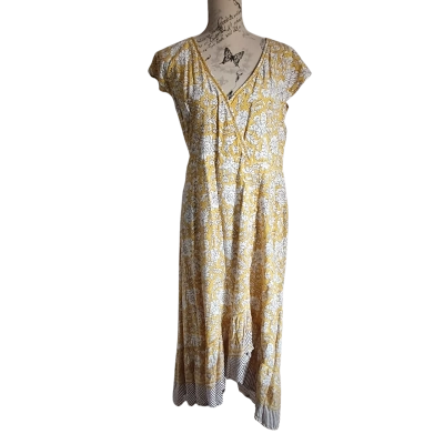 Boom Shankar Womens  Size 18 Maxi Dress Floral / Mustard BNWT