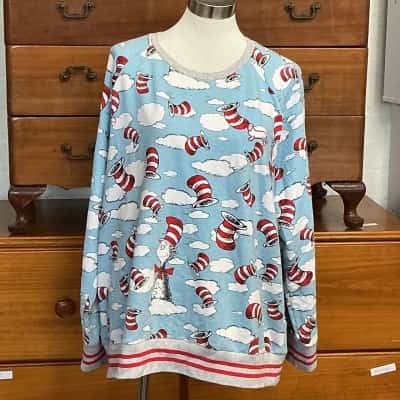 Peter Alexander Womens  Size 2+ Pyjamas Blue Cat In The Hat Jumper