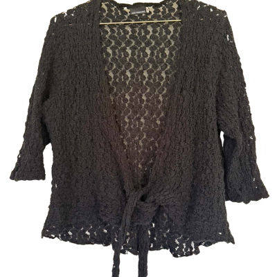 Jane Wimmers.  Black Bubble Lace Stretch Tie Jacket.  Size M 