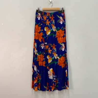 Vero Moda Womens  Size M Midi Layered Skirt Blue / Floral 