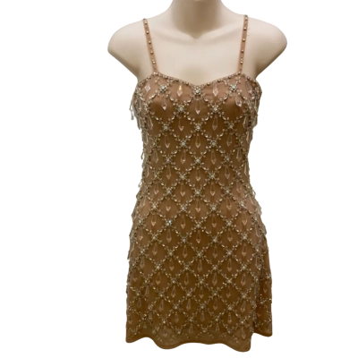 Oceanus Beaded Crystal Dress, Size S
