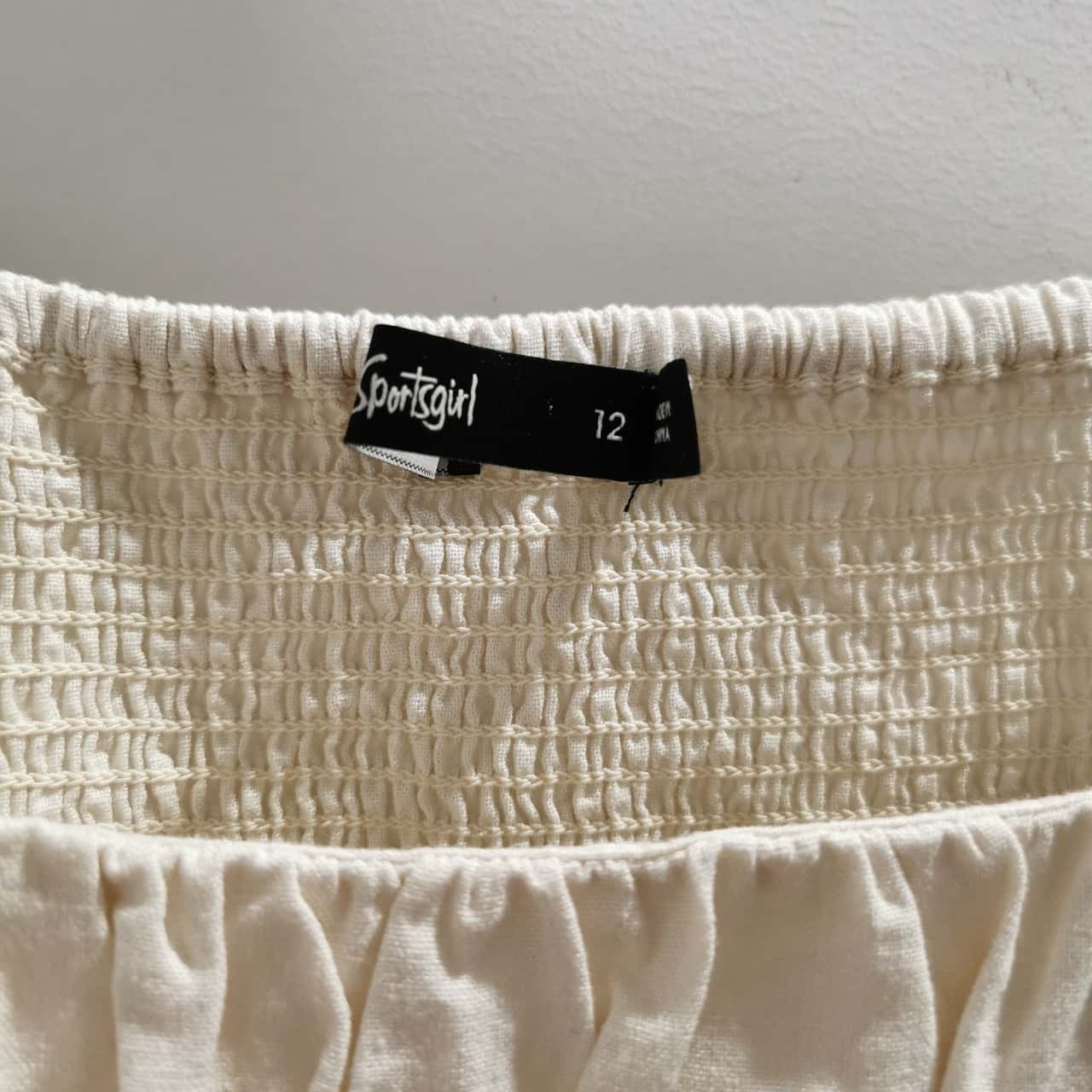 Sportsgirl Womens Linen Blend Peasant Style Boho Size 12 Cropped Top