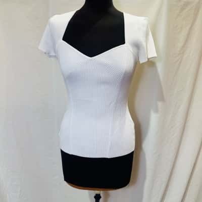 WITCHERY Size XXS Short Sleeve Top White 