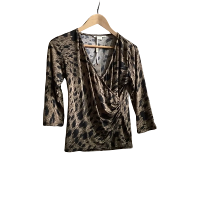 Jane Lamerton Womens  Size 12 3/4 Sleeve Top Brown / Grey 