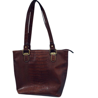 Cellini Womens Brown Mock-croc Cow-hide Leather Shoulder Bag 