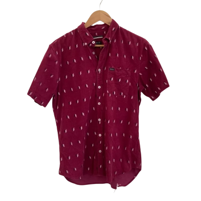 RVCA Mens  Size S Short Sleeve Shirt Maroon 