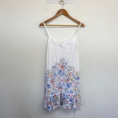 Just Jeans White Floral Sleeveless Mini Dress  Size 10 