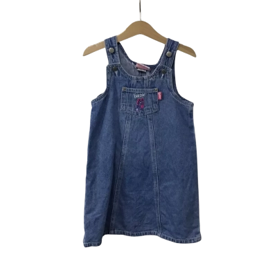 Barbie Girls Size 5 Pale Blue Denim Pinafore Dress