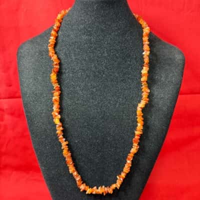 Orange Carnelian Gemstone Chip Necklace