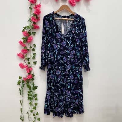 Millers Womens  Long Sleeve Maxi Dress Size 12 Black  / Floral 