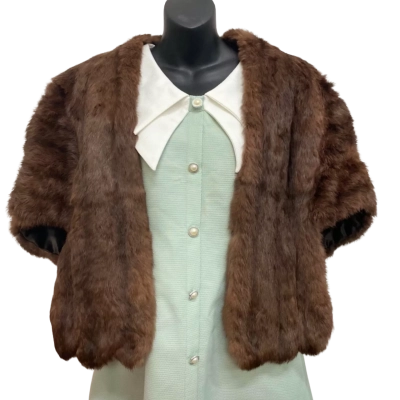  Womens  Size One Size Fur Coat Brown 