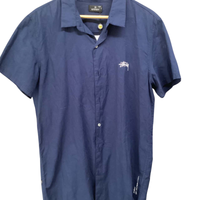 Stussy Mens collar shirt BNWT Size M Navy Blue 
