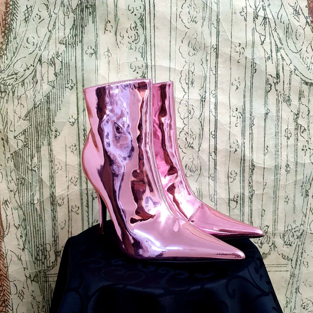 shiny pink boots