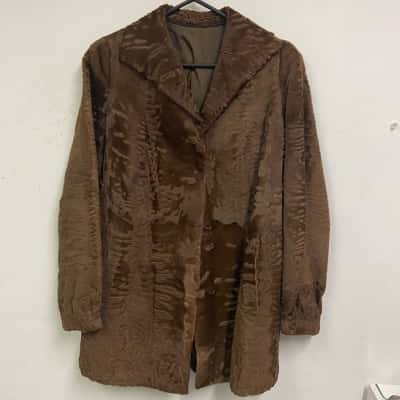 Vintage Size L Winter Fut Coat Brown 