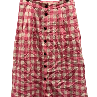 Boden Womens  Thomasina Linen Midi Size 14 Gingham / Pink  