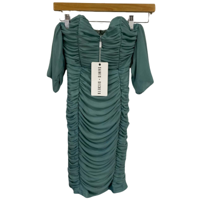 saints and secrets green dress ZAPAKA Women Green Bridesmaid Dress with Ruffles A-Line Square Neck Long  Wedding Party Dress With Slit – ZAPAKA NZ