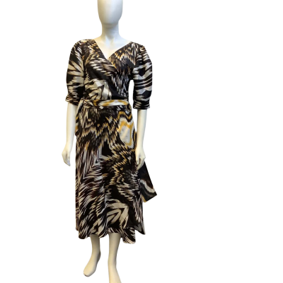 Sacha Drake Womens  Size 14 Silk Wrap Midi Dress Multicoloured