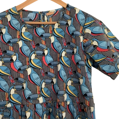 Karma East.   Toucan Print Dress.  Size M 