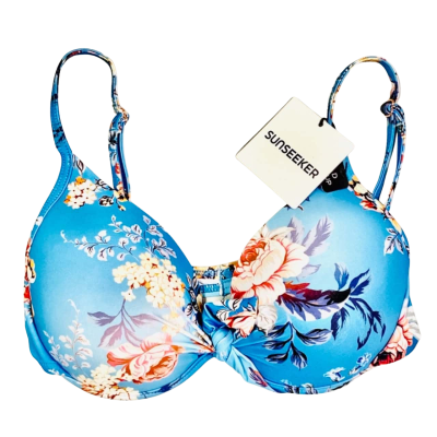 BNWT Sunseeker Size 8 D-Cup Blue Floral Bikini Top