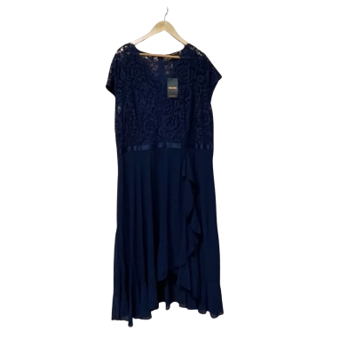 BNWT Miusol Womens Size 4XL Formal Dress Navy Blue Ruffle