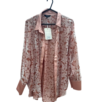 Motto Womens  Size 12 Luxury Velvet Boyfriend Floral Light Pink Shirt 