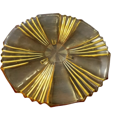 Depression Glass Plate Amber Glass