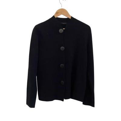 Marco Polo Womens Merino Wool Size L Button-down Cardigan Black  