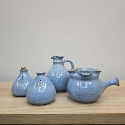 Handmade Pottery Blue Speckle Glaze Kitchen Set – JK Pottery – 4 Pieces
