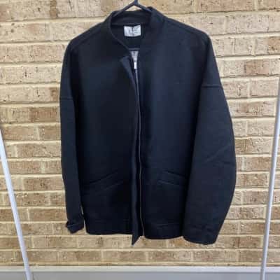 Dissh Womens  Size 12 Jeri Black Wool Bomber Jacket Black  